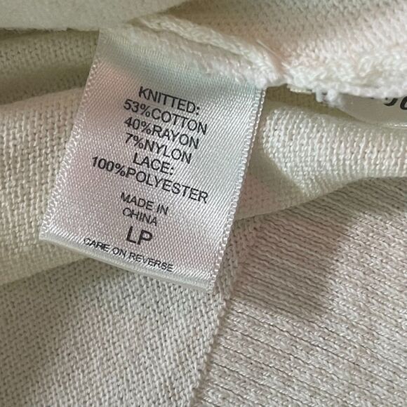 New York & Company | NWT Ivory & White Lace Front 3/4 Sleeve Cardigan | LP - Picture 7 of 8